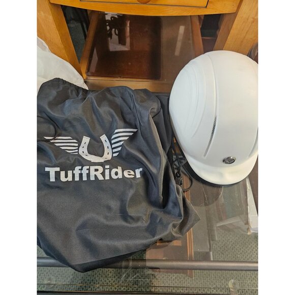 TuffRider White Starter Horse Equestrian Adjustable Riding Cool Max Vented Helme - Picture 1 of 12